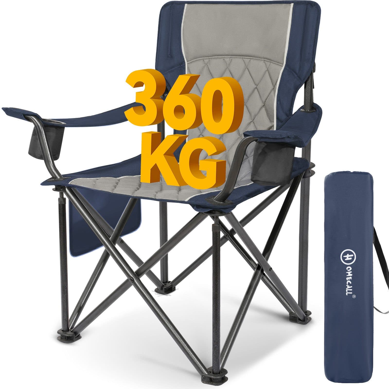 HOMECALL XXL Campingstuhl Blau Gepolstert 360kg Belastbar Faltbar - Bild 2
