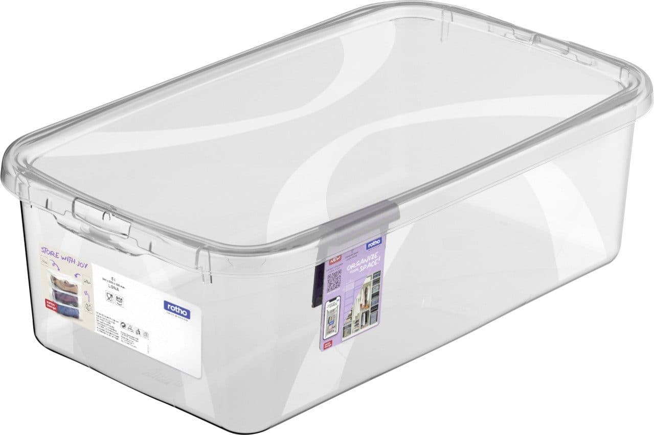 ROTHO Aufbewahrungsbox Lona 5L Transparent mit Deckel