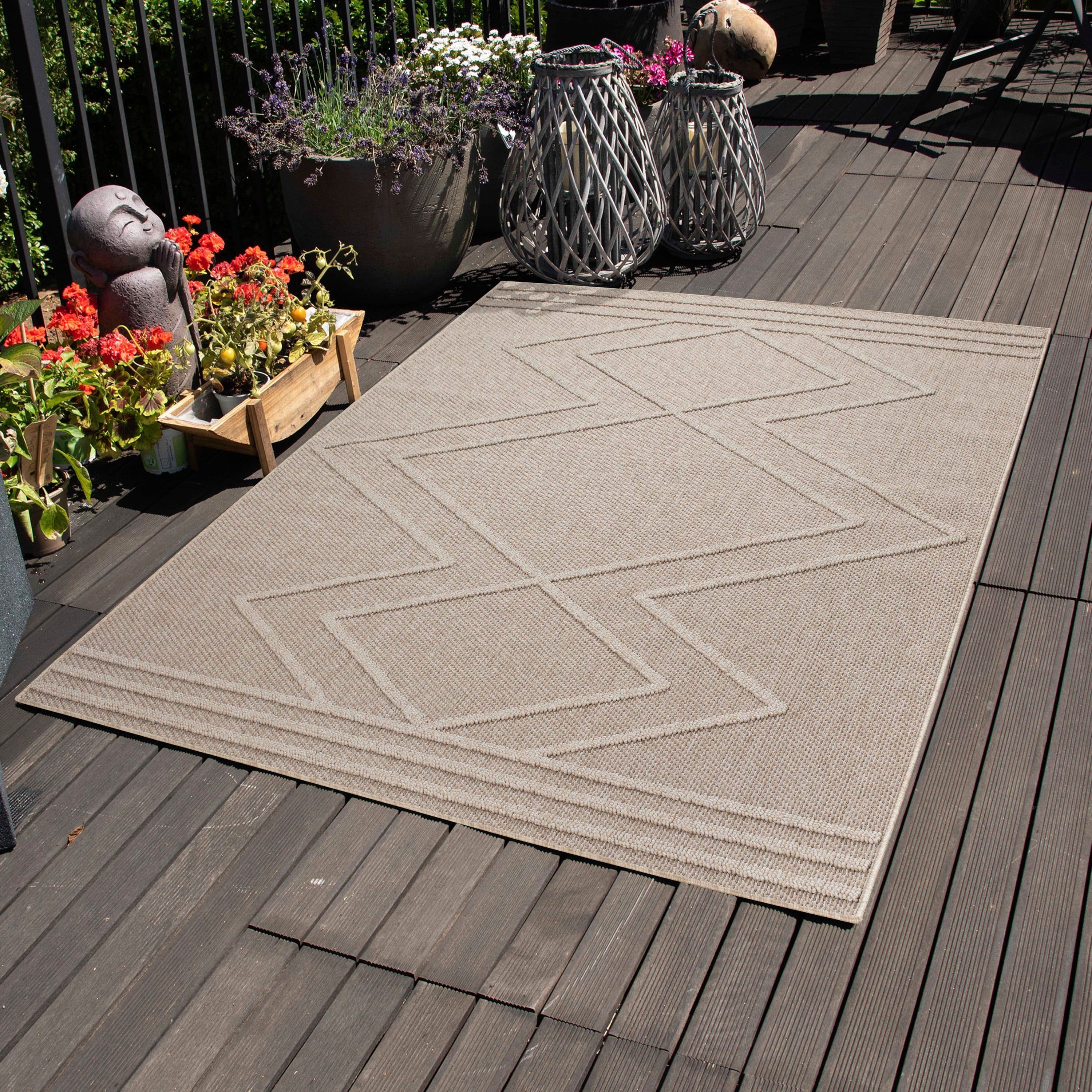 Carpettex Outdoorteppich Boho-Design Läufer Beige Indoor Outdoor - Bild 2