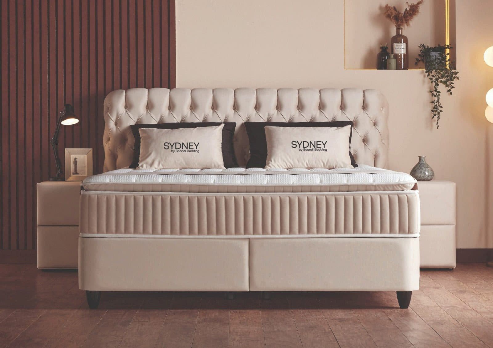 abc bedding Boxspringbett SYDNEY Beige Samt-Velours mit Bettkasten - Bild 2