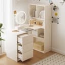 autolock Eckschreibtisch mit Bücherregal 117x63x135 cm Weiß Bild 2