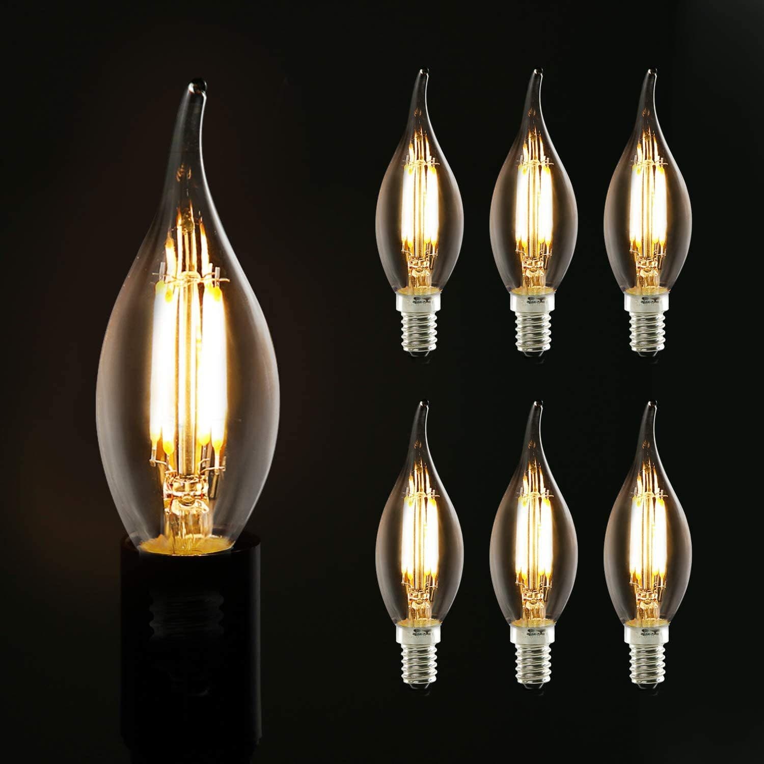 ZMH LED-Leuchtmittel 6X Glühbirne E14 4W Retro Dekorative Kerzenbirne C35L Warmweiß - Bild 2