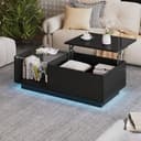 STILVORA Höhenverstellbarer Couchtisch mit LED & Stauraum Schwarz Bild 2