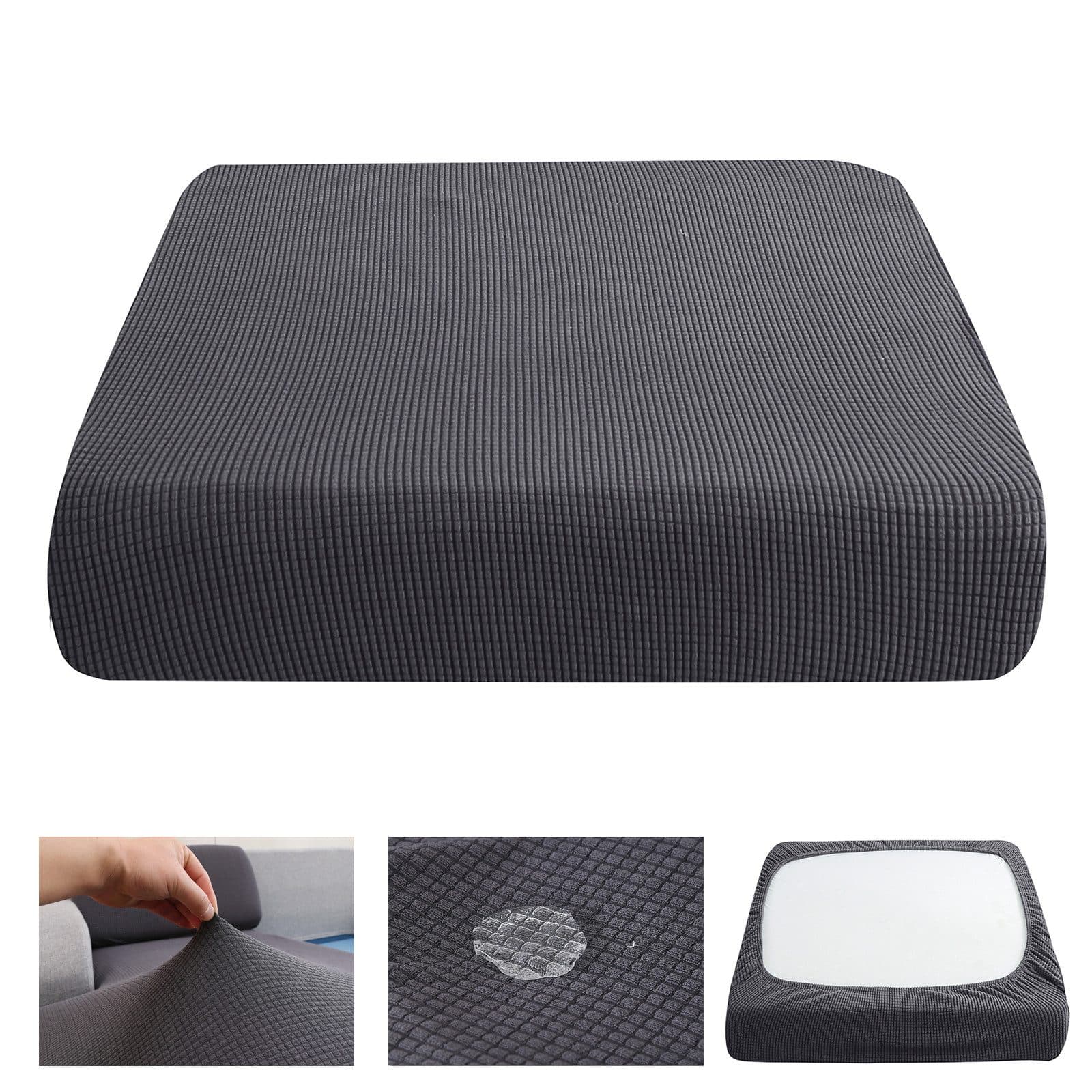 BTTO Sofahusse L-Form Stretch Jacquard Grau Wasserabweisend