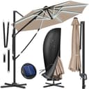 KESSER Ampelschirm SUN XL Taupe 330cm mit LED und Solar Bild 2