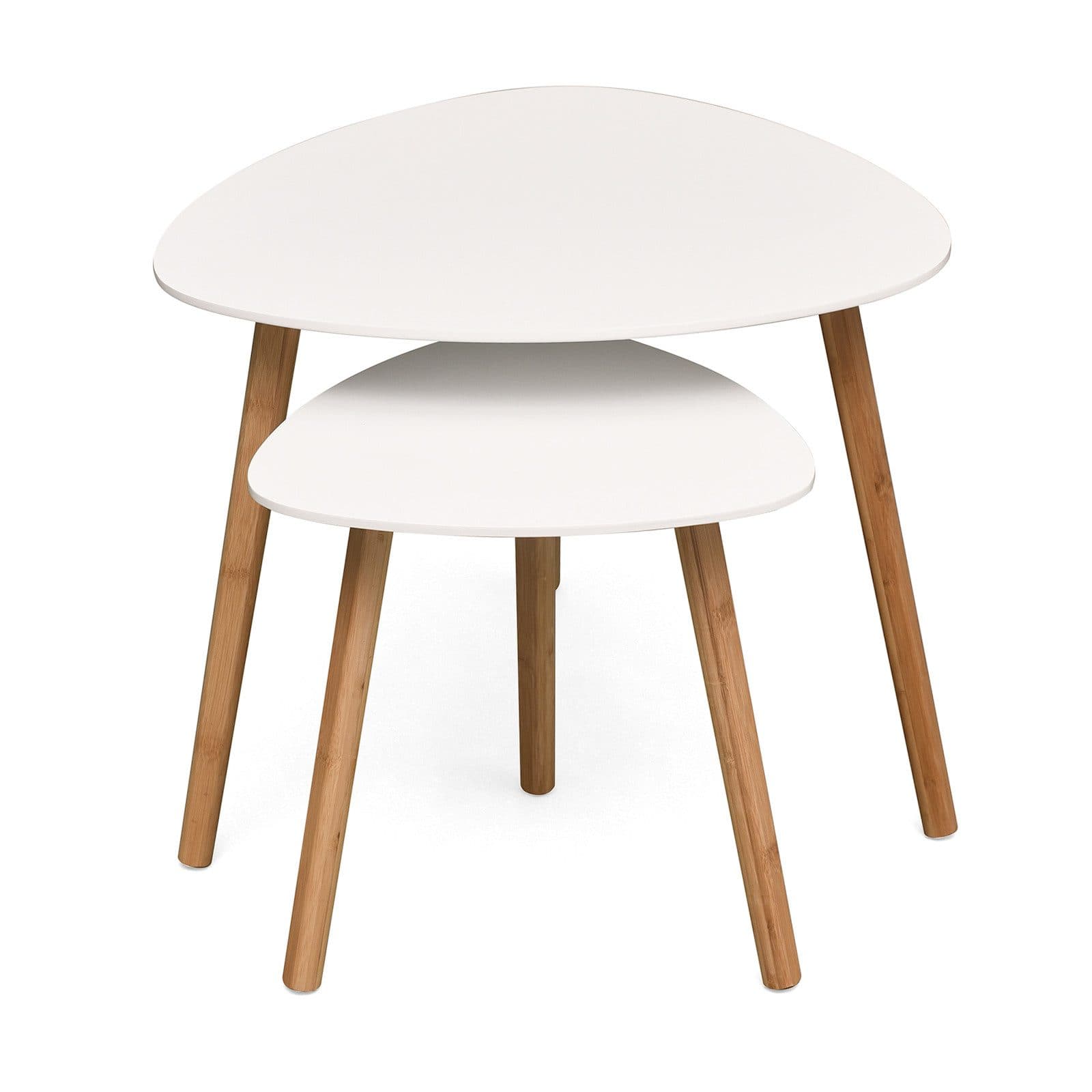 Kubus Couchtisch 2er Set Denali Weiß/Braun Bambus MDF - Bild 2