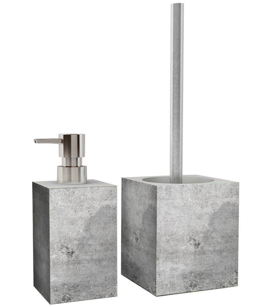 Sanilo Badaccessoire-Set Beton WC-Bürste und Seifenspender 2-tlg. Auswechselbarer Bürstenkopf - Bild 2