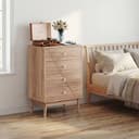 OKWISH Kommode 4 Schubladen Mid-Century Eiche Bild 2
