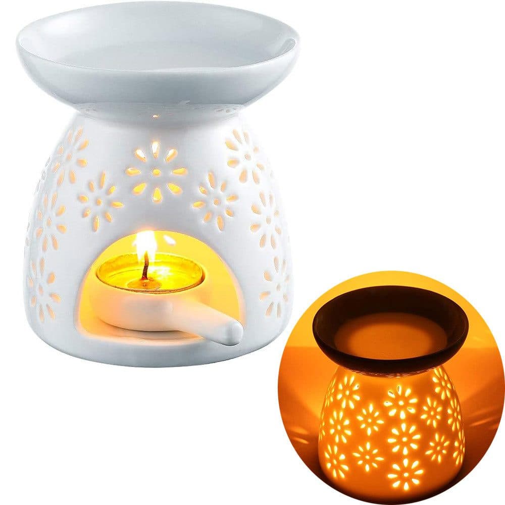 FELIXLEO Duftlampe Keramik Aromalampe Weiß Blume - Bild 2