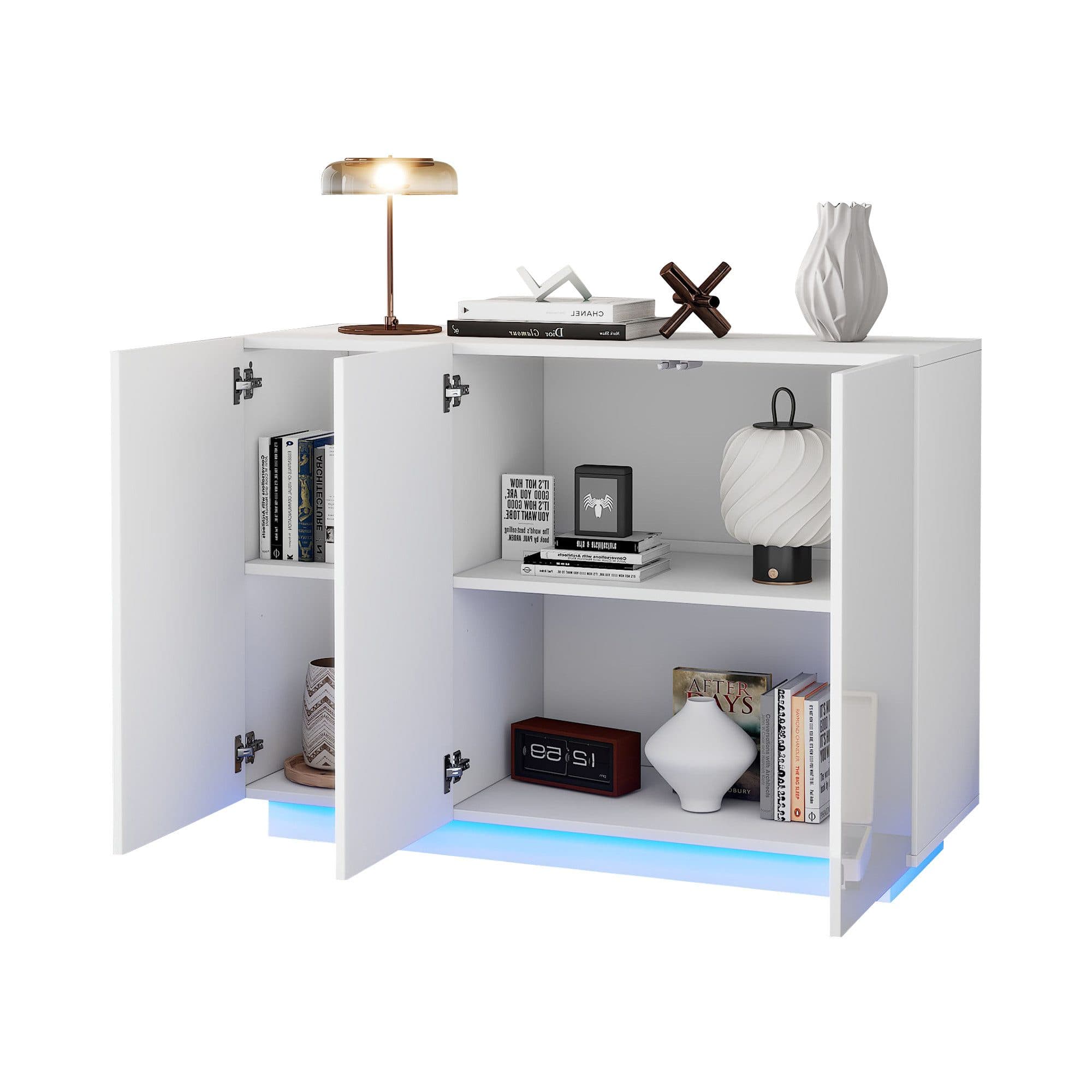 OKWISH Sideboard Weiß Hochglanz mit LED-Beleuchtung - Bild 2