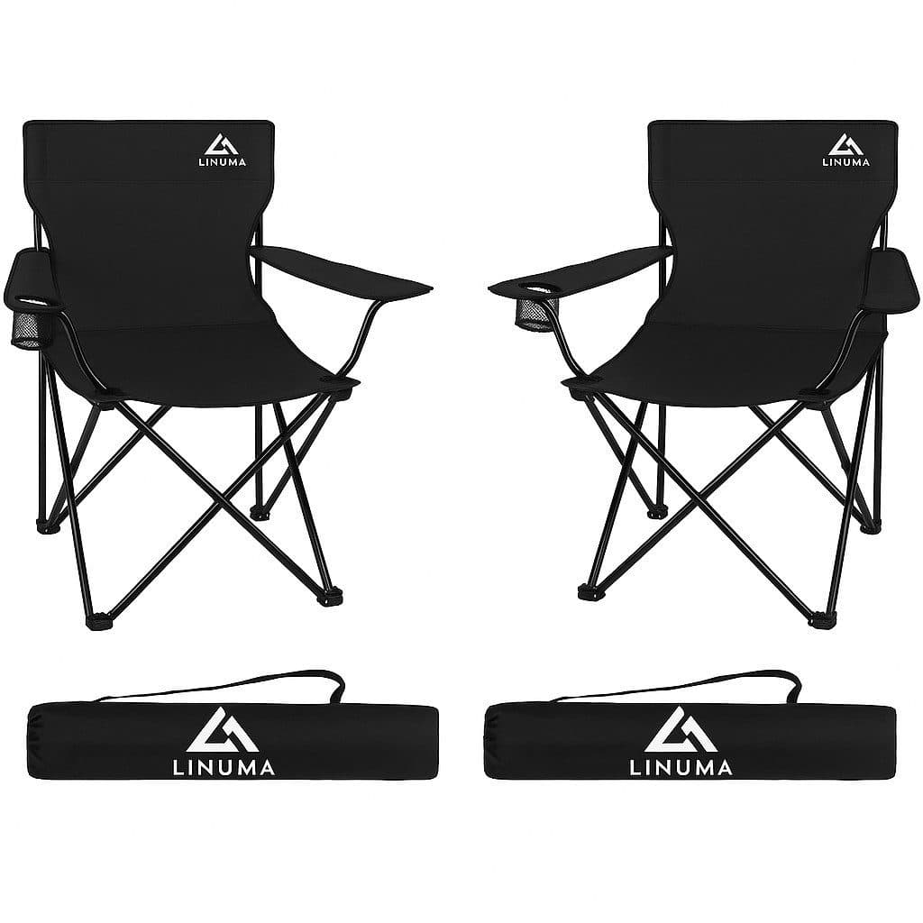 LINUMA Campingstuhl faltbar mit XL-Getränkehalter schwarz (2 St) - Bild 2
