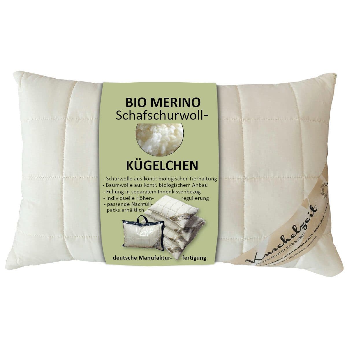 Bio Kopfkissen aus Merino Schafschurwolle und Baumwolle - Bild 2