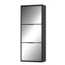 UEV Schuhschrank Spiegelschuhschrank schmal 3 Klappen Schwarz Holzwerkstoff Bild 2