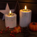 Online-Fuchs LED-Kerze 2er Set Glas mit Timer und Perlen Weiß Bild 2
