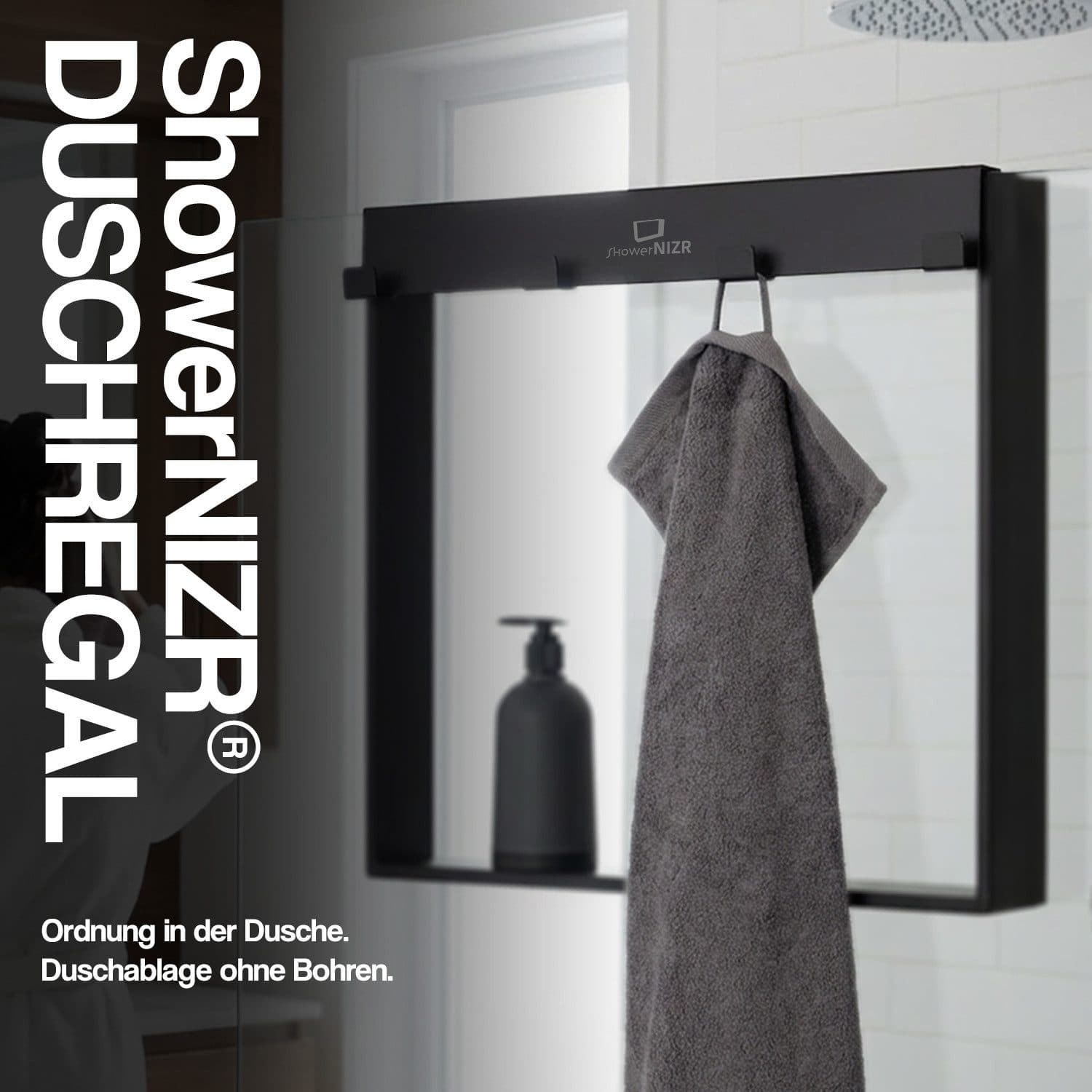 ShowerNIZR Duschregal Schwarz Bohrfrei Edelstahl 304 - Bild 2