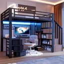 HAUSS SPOLE Hochbett mit LED, Schreibtisch & Stauraum Schwarz Bild 2
