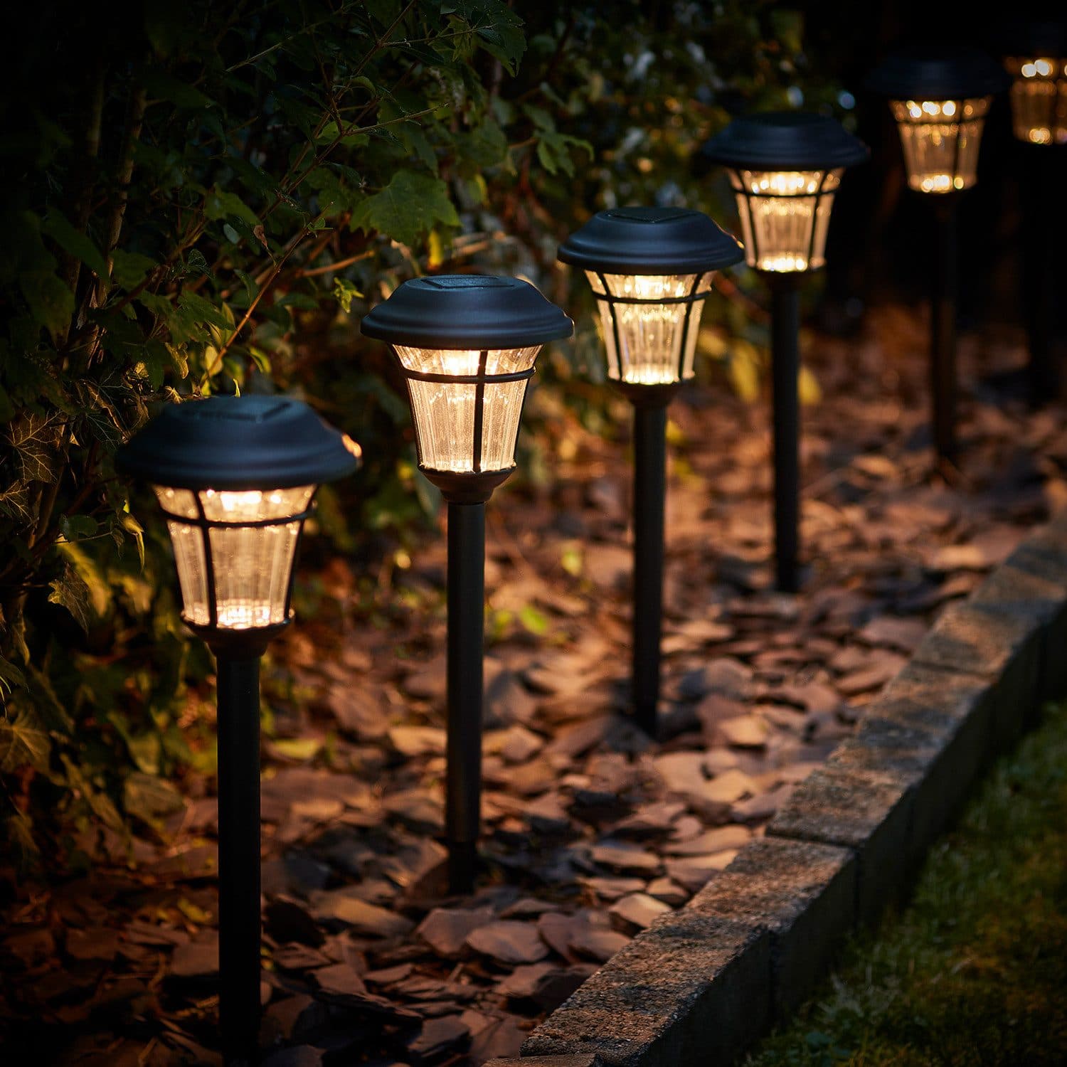 Lights4fun LED Gartenleuchte 6er Set Richmond Solar Stableuchten Vintage
