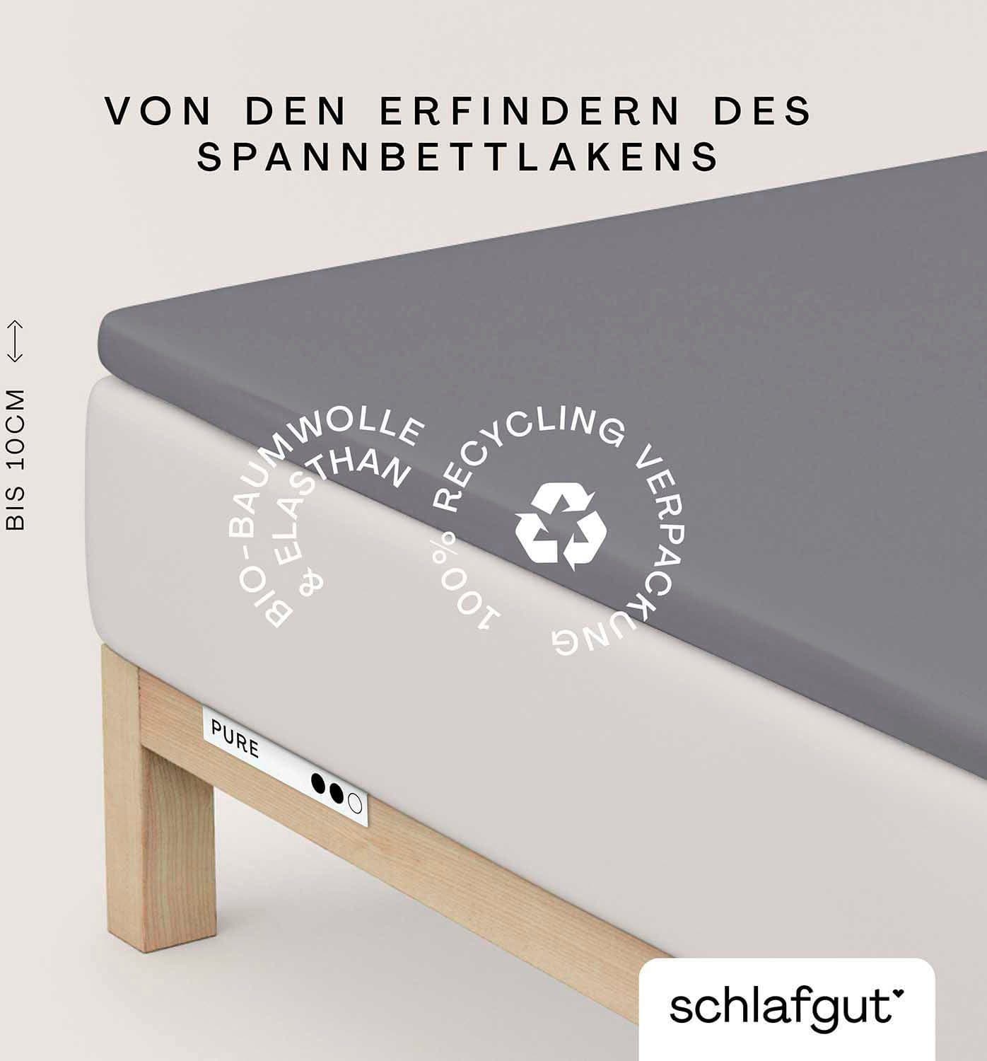 Schlafgut Spannbettlaken Pure Topper Bio-Baumwolle Grau Jersey-Elasthan - Bild 2