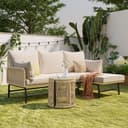 IDEASY Gartenlounge-Set L-förmig Beige Seil Eisengestell Bild 2