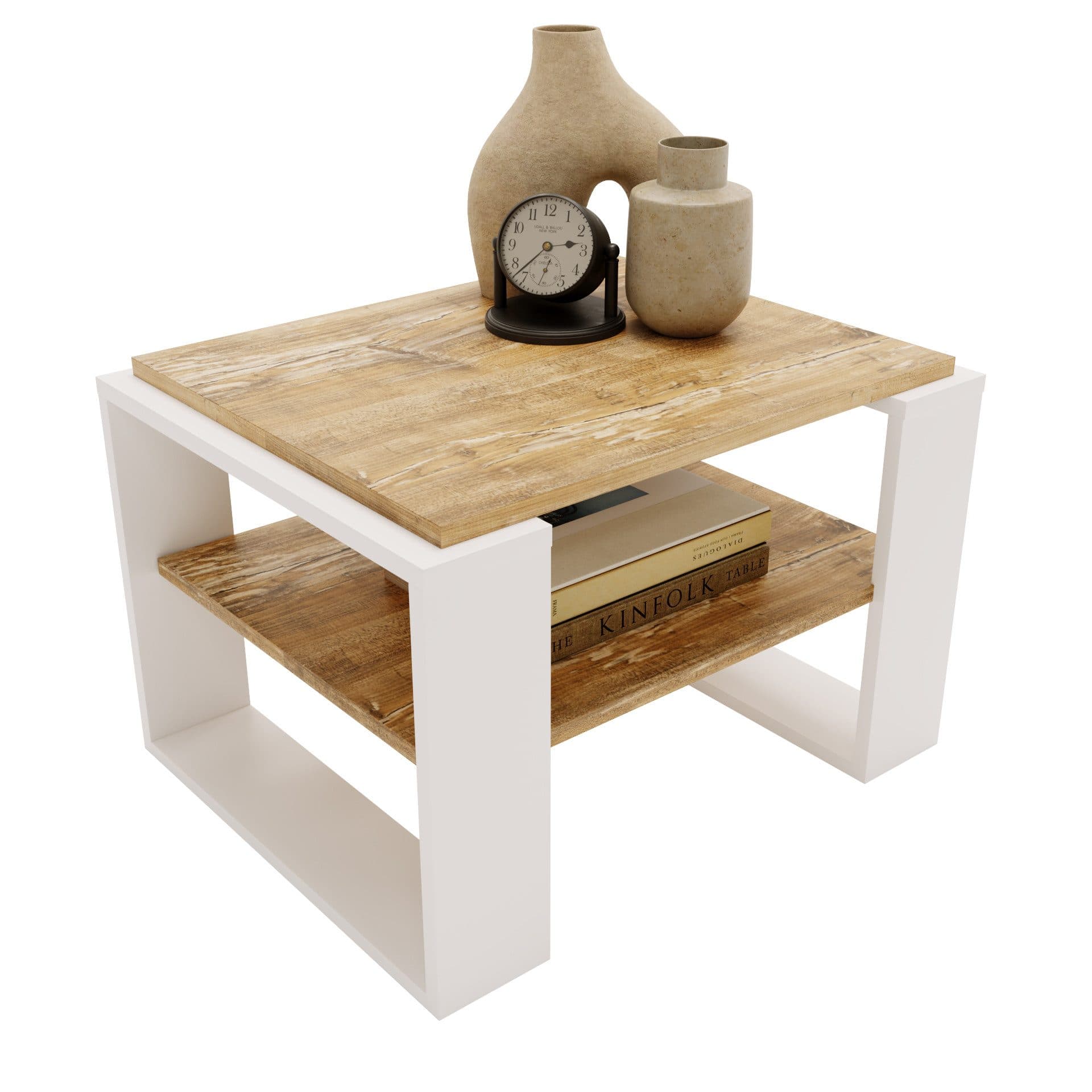 CraftPAK Couchtisch Wohnzimmertisch aus hochwertigem Holz Weiß Modern