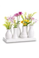 WestCraft Dekovase Keramik Blumenvasen Set 7 Vasen Weiß Bild 2