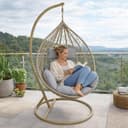 ESTEXO Hängesessel mit Gestell Polyrattan Hängekorb Beige Grau Bild 2