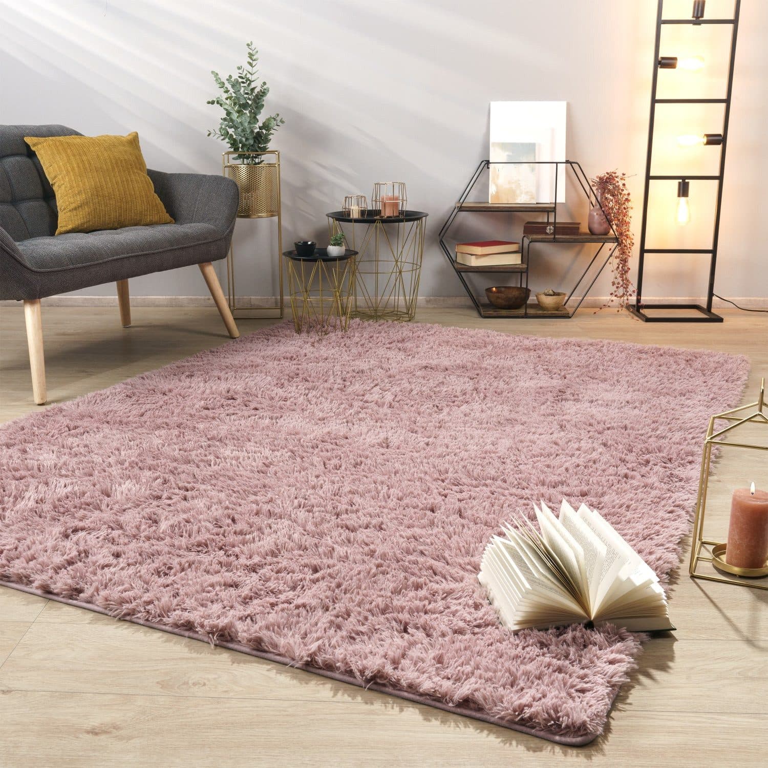 TT Home Teppich Hochflor Einfarbig Wohnzimmer - Bild 2
