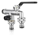 Brandson Garten-Wasserhahn Doppelanschluss Messing Silber Bild 2