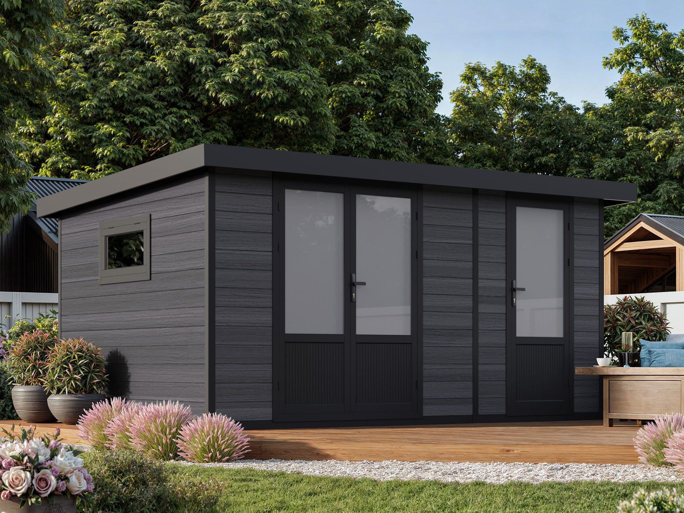 Fjordholz Gartenhaus Style DeLuxe 2-Raum 12,24 m² WPC Anthrazit/Grau - Bild 2