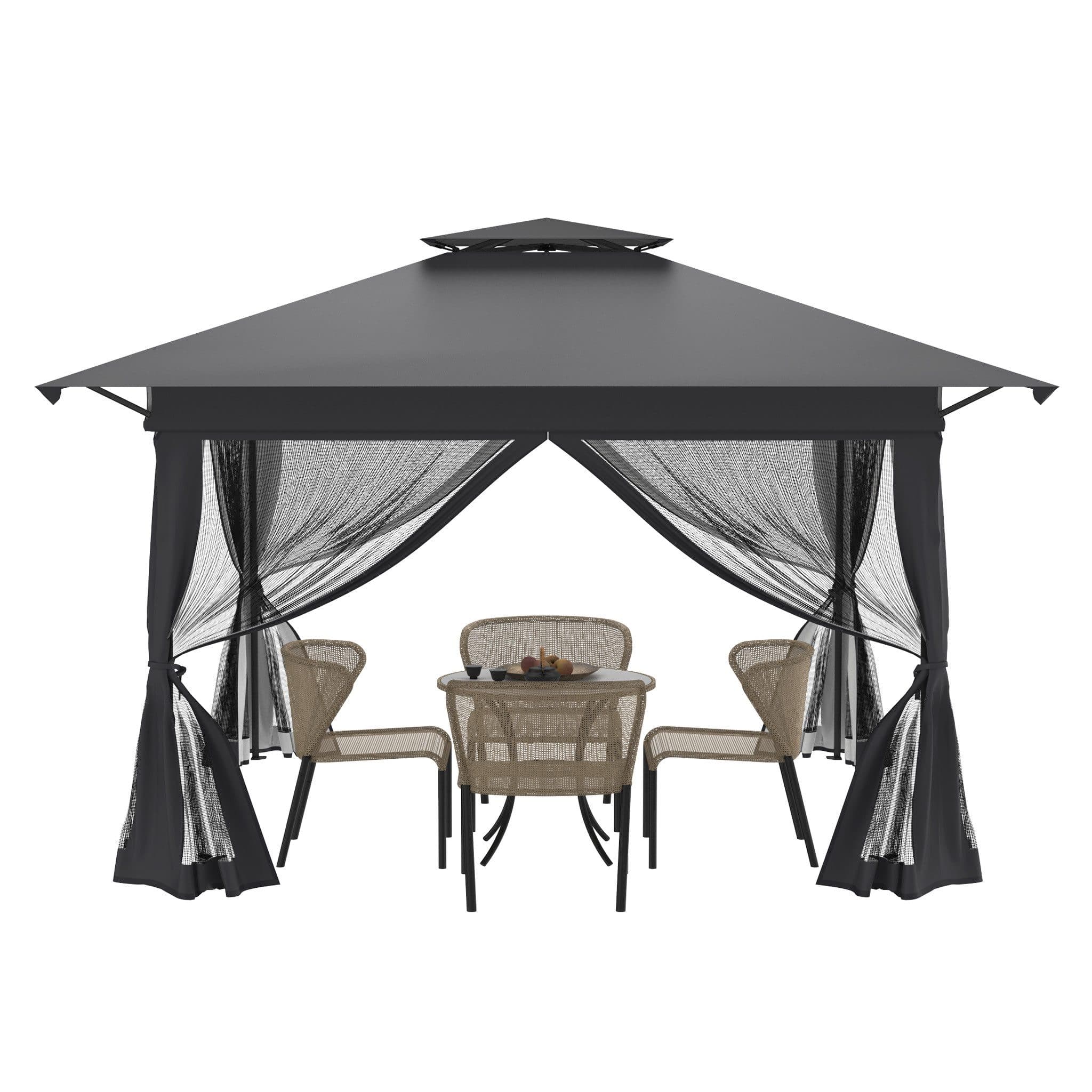 FIVMEN Partyzelt Gartenpavillon 4x4m 3-Stufen Höhenverstellbar - Bild 2