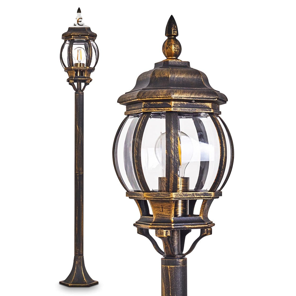 hofstein Außen-Stehlampe »Meyen« Braun/Gold Aluguss - Bild 2