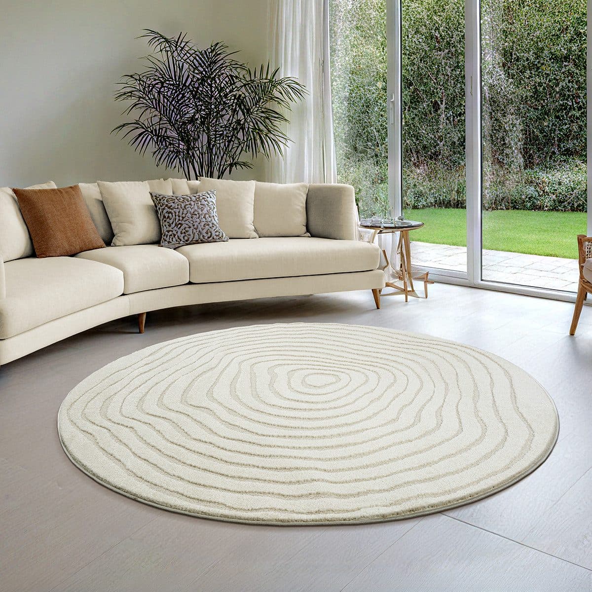 THE CARPET Teppich Everest Beige Rund Hoch-Tief-Effekt - Bild 2