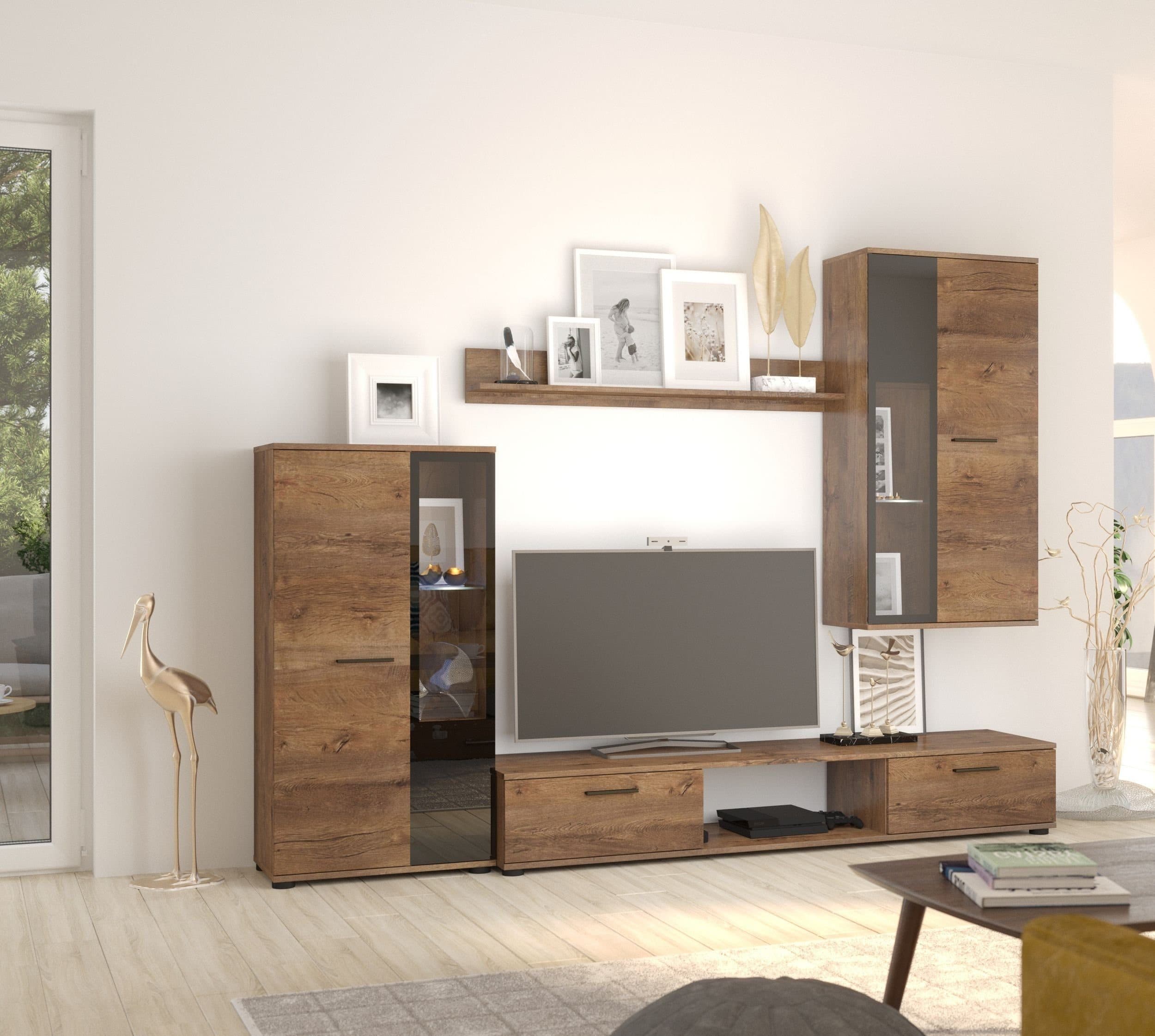 Küchen-Preisbombe Wohnwand Salsa 4-tlg. Eiche Lefkas matt