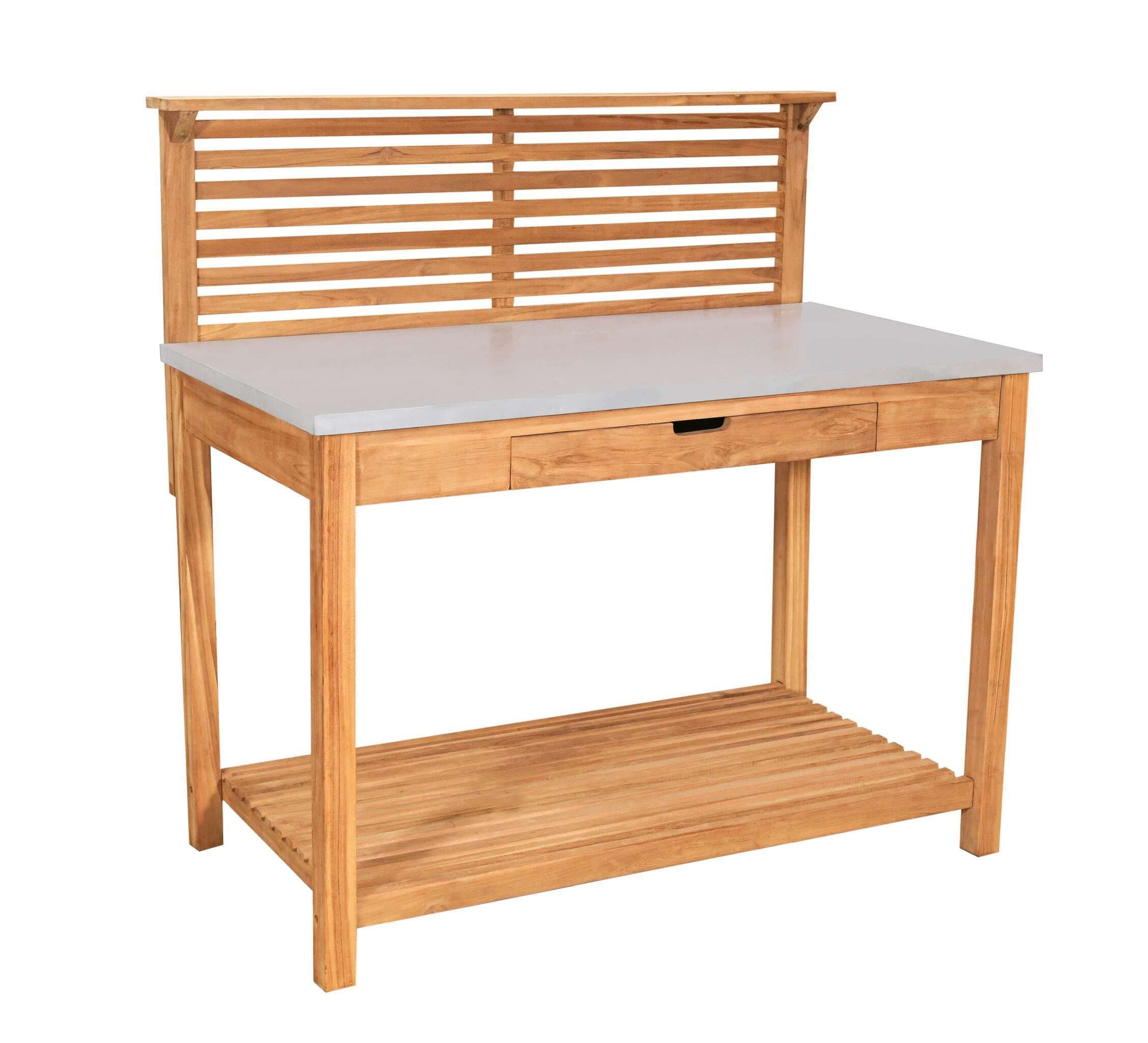 MR.DEKO Pflanztisch Hampton Teak 115 cm mit Schublade - Bild 2
