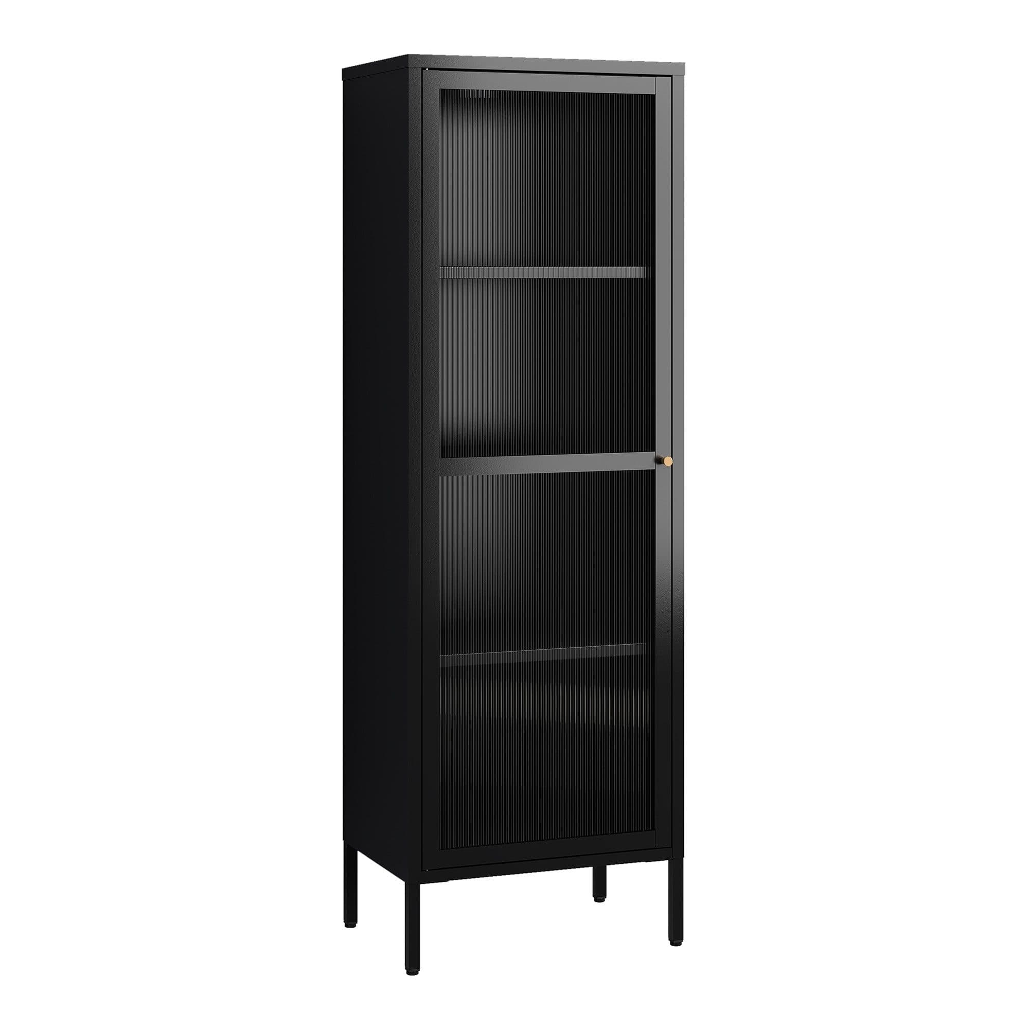 en.casa Vitrine Säkylä Schwarz Stahl 1 Tür Modern - Bild 2