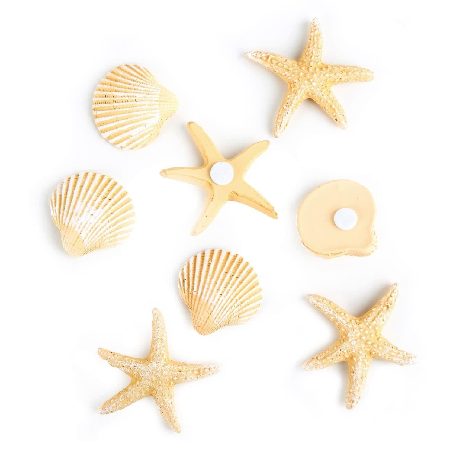 Logbuch-Verlag Dekofigur 8-teiliges Deko Set mit Muscheln + Seesternen beige zum Kleben
