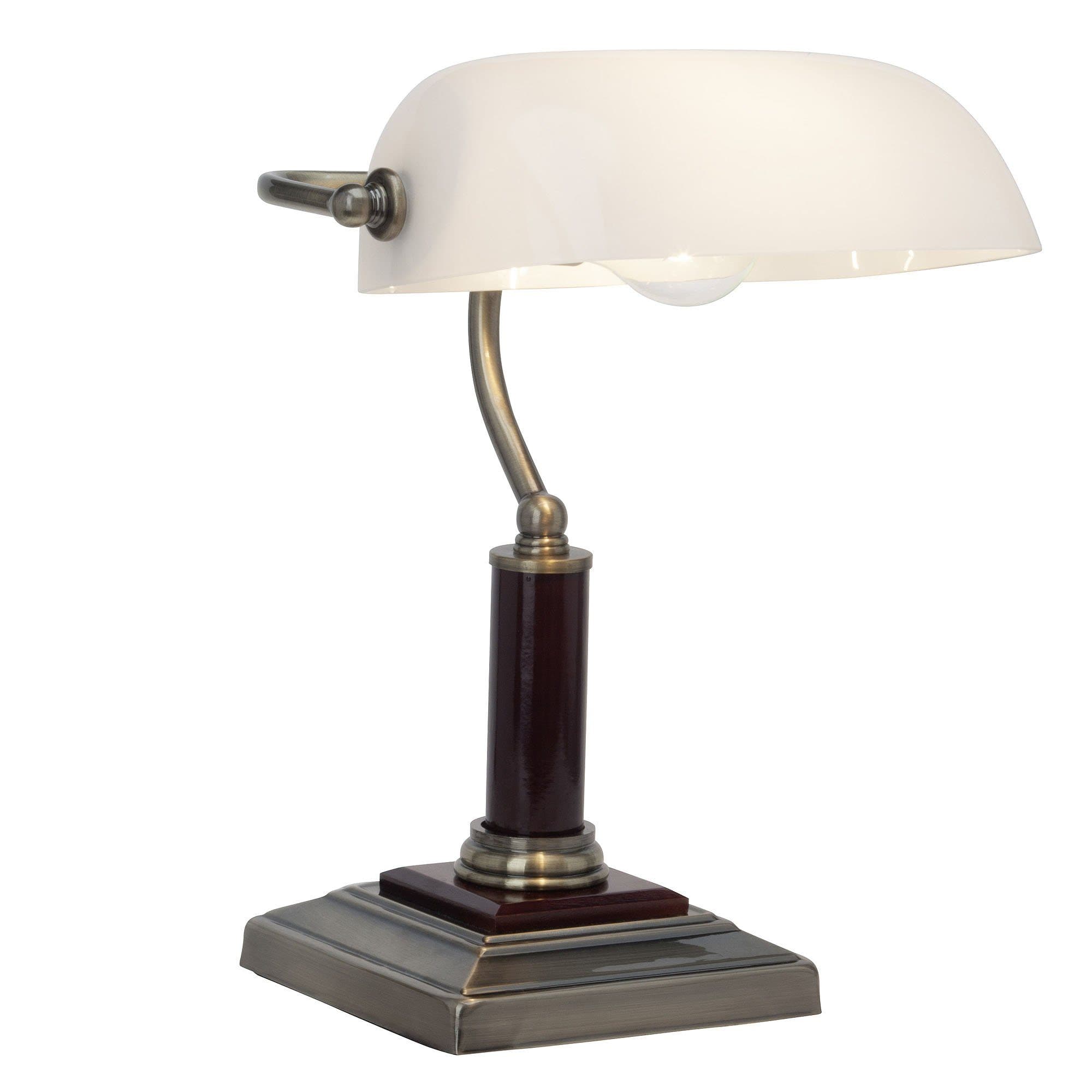 Brilliant Lampe Bankir Tischleuchte messing antik E27