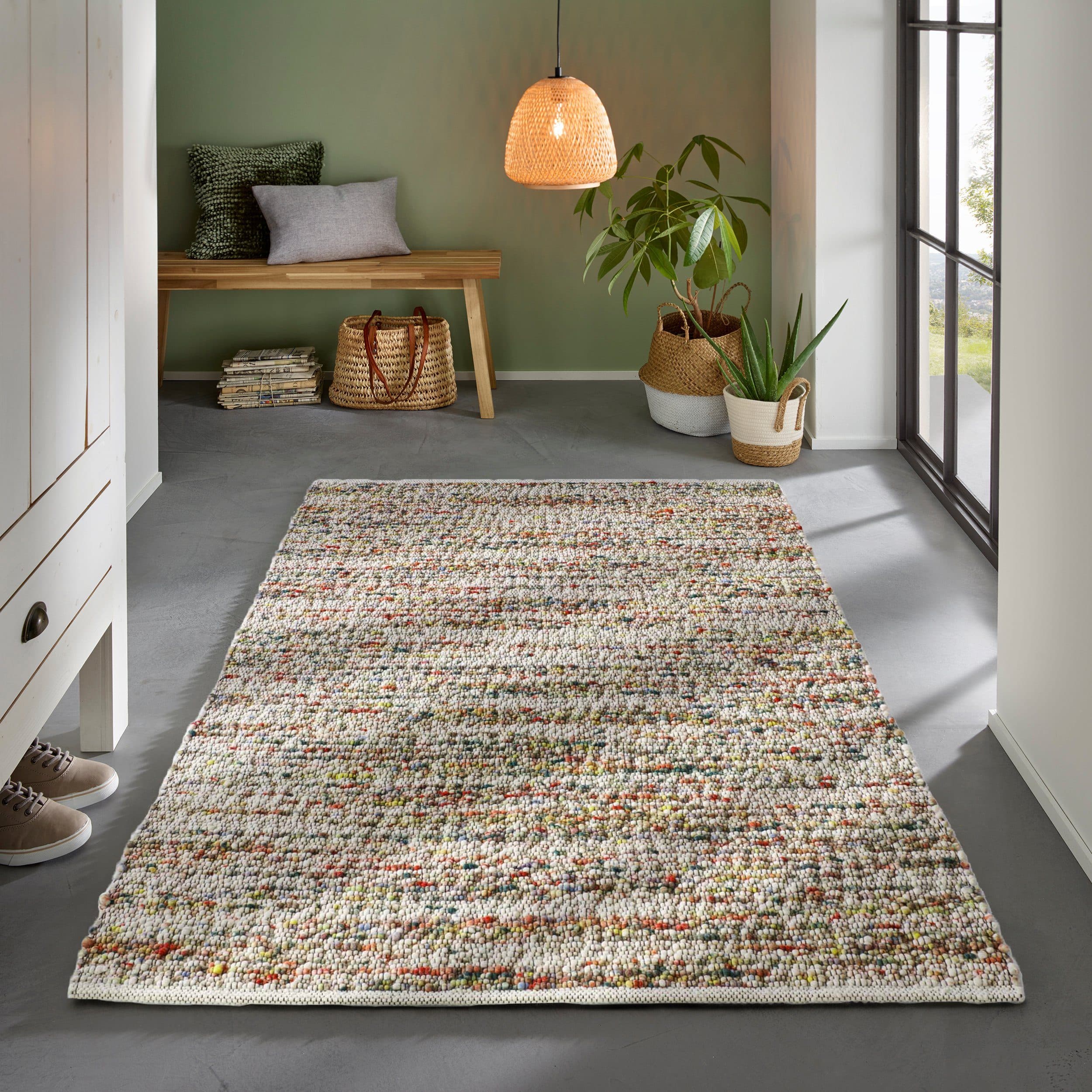 TaCa Home Handgewebter Wollteppich Schwarz Multi - Bild 2