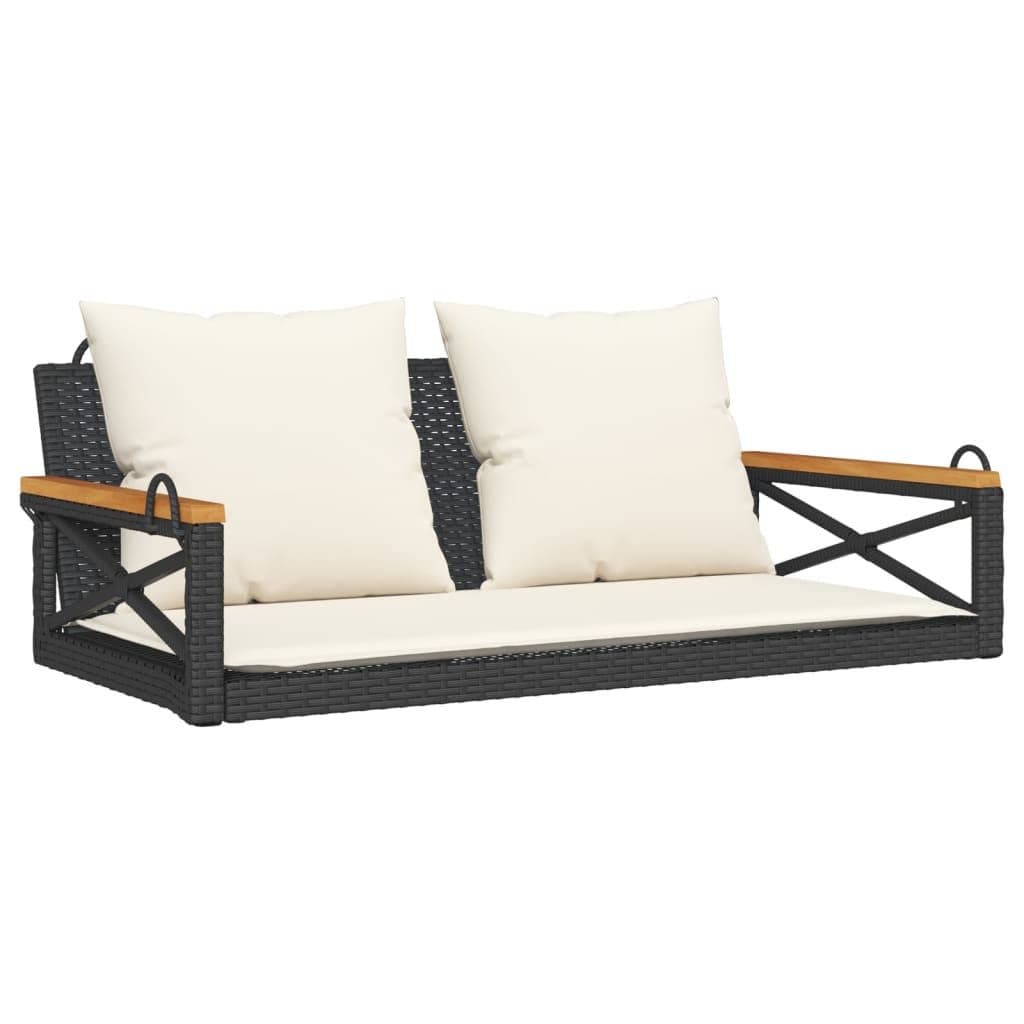 vidaXL Hängebank mit Kissen Schwarz PE-Rattan - Bild 2