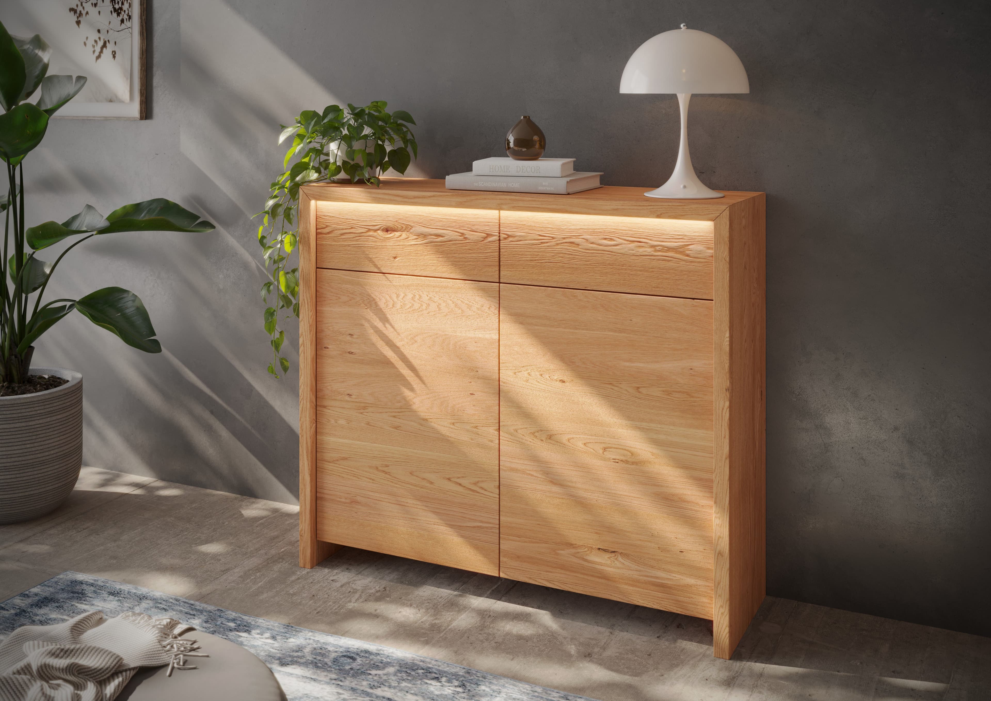 HOME AFFAIRE Kommode Léopoldine Braun Kernbuche massiv LED - Bild 2