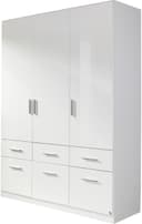 Carryhome Drehtürenschrank Weiß Hochglanz 6 Schubladen Bild 2