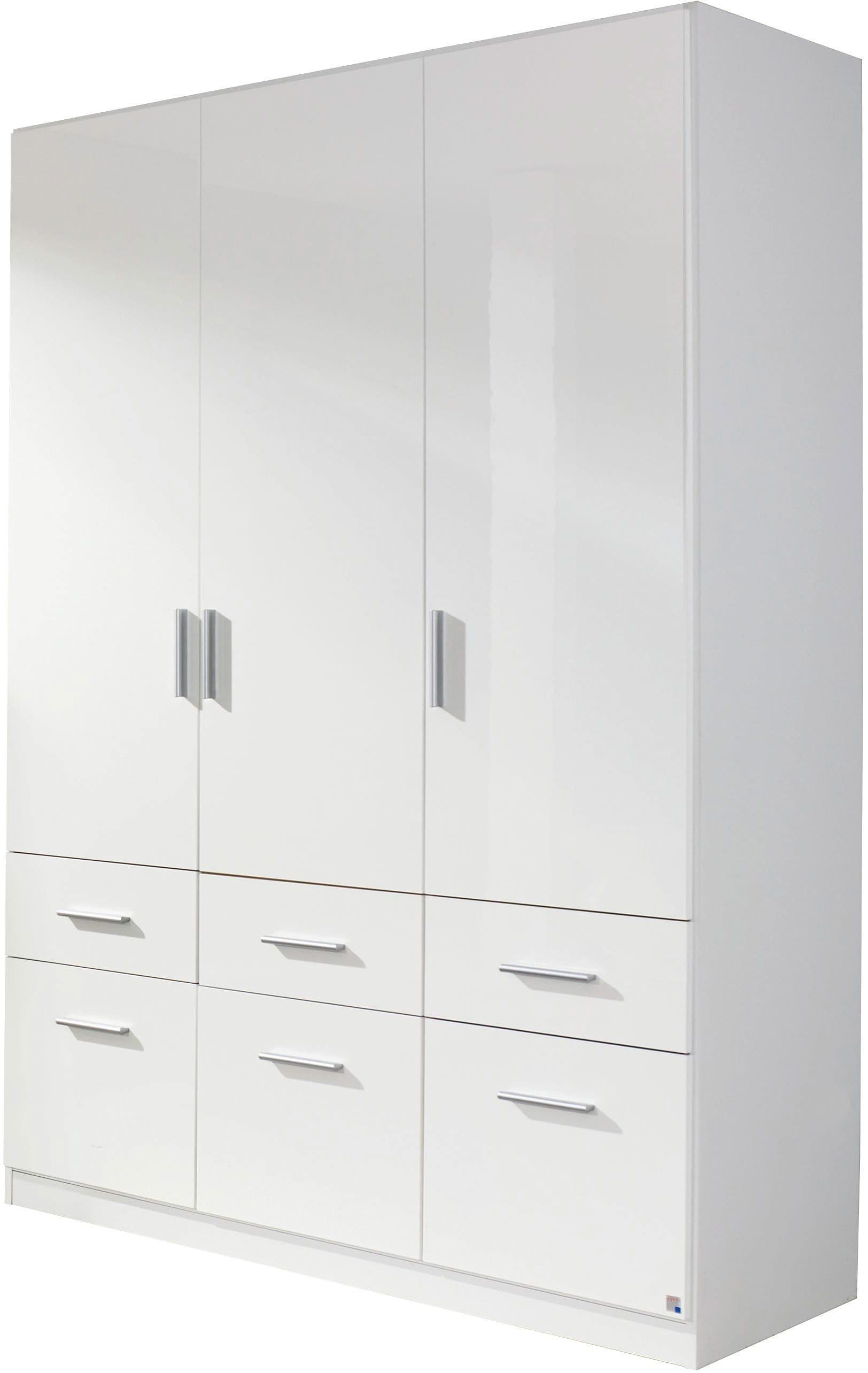 Carryhome Drehtürenschrank Weiß Hochglanz 6 Schubladen - Bild 2
