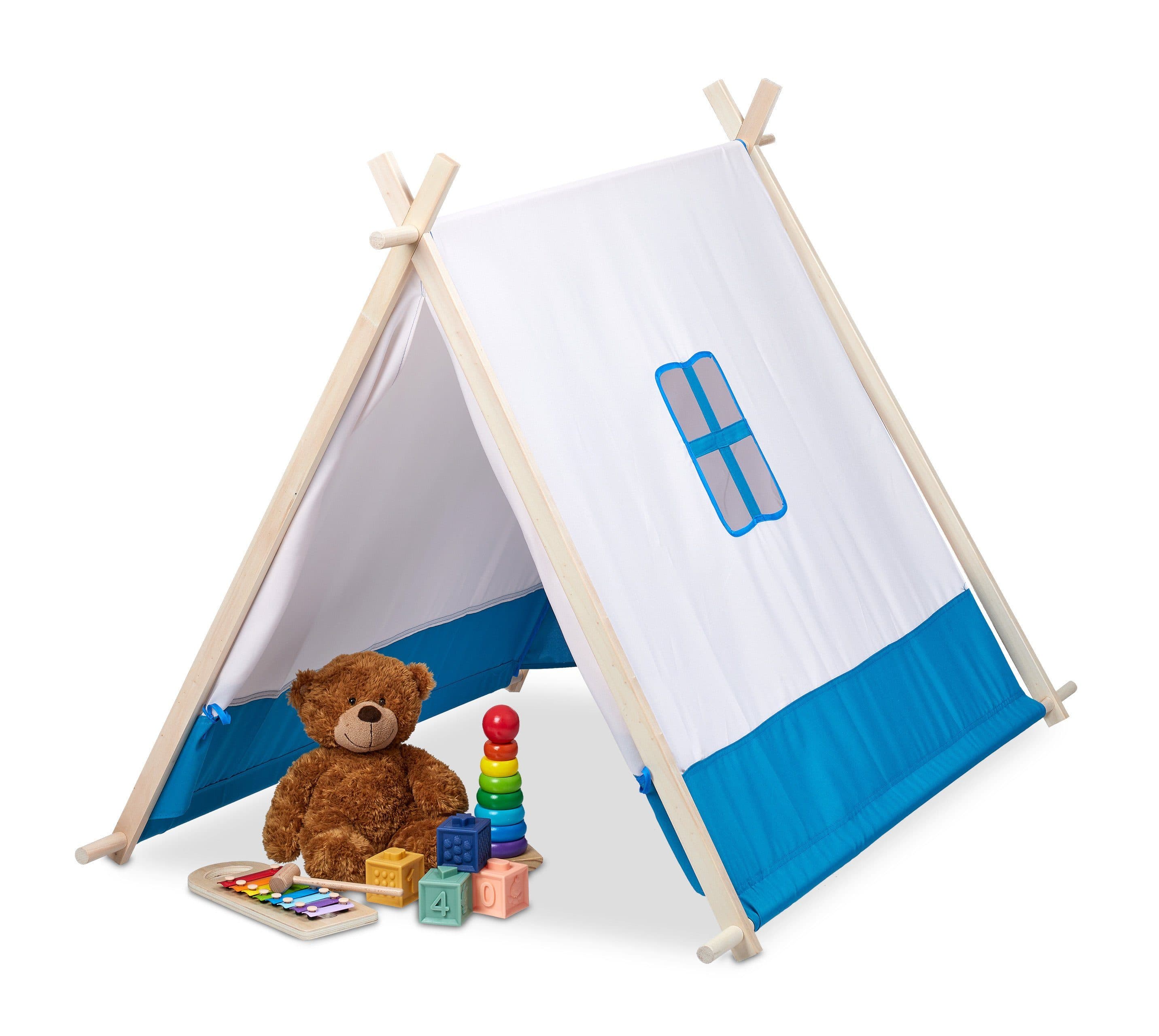 relaxdays Spielzelt Flaches Tipi-Zelt Blau/Weiß - Bild 2