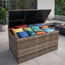 ESTEXO Auflagenbox Poly Rattan 870 Liter Beige-Braun Bild 2