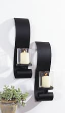 Gravidus Wandkerzenhalter 2er Set Schwarz Metall Glas Bild 2