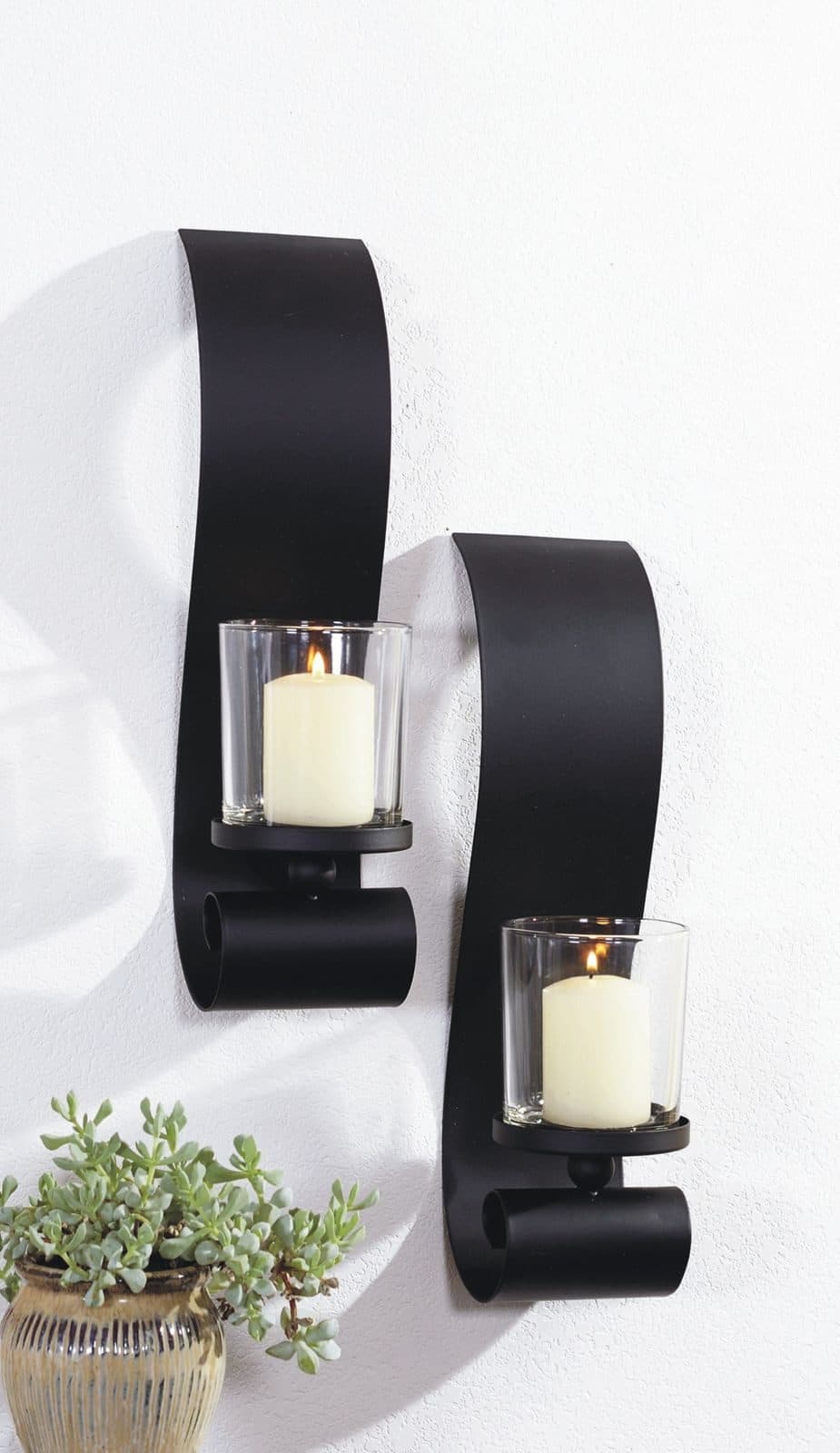 Gravidus Wandkerzenhalter 2er Set Schwarz Metall Glas - Bild 2