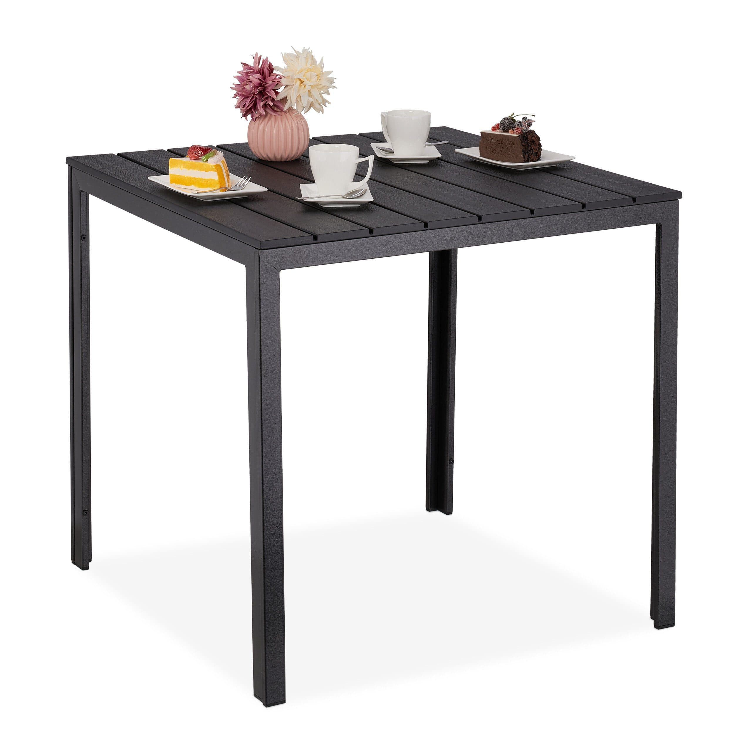 relaxdays Gartentisch Schwarz Holzoptik Outdoor Beistelltisch - Bild 2