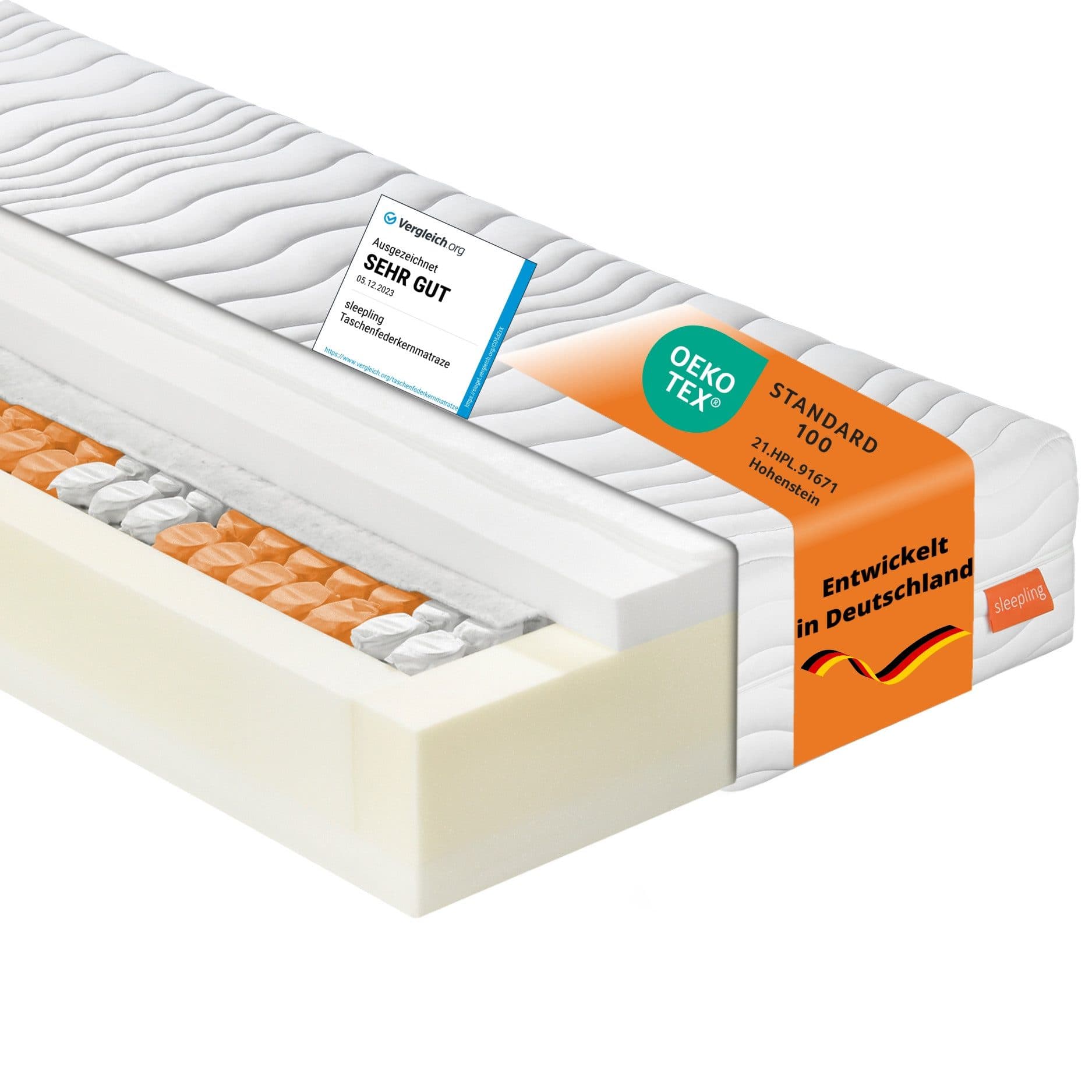 sleepling Taschenfederkernmatratze Innovation 320 XXL Weiß 7-Zonen - Bild 2