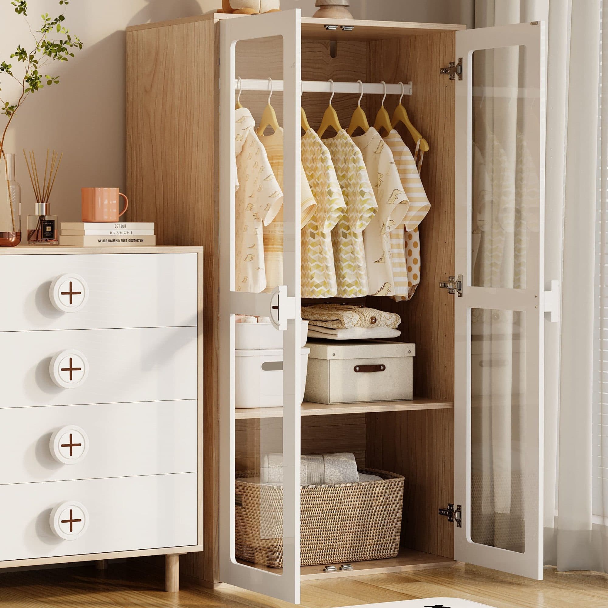 HAUSS SPOLE Kinderkleiderschrank mit Glas-Tür und Kleiderstange - Bild 2