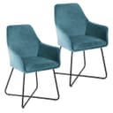 SVITA JOSIE Dining Sessel Set 2-tlg. Petrol Samt mit Armlehnen Bild 2